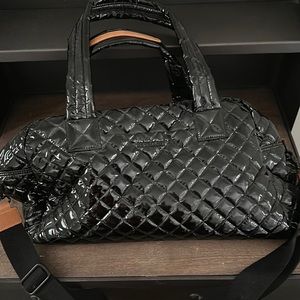 MZ WALLACE JIMMY TRAVEL BAG BLACK LACQUER NWT